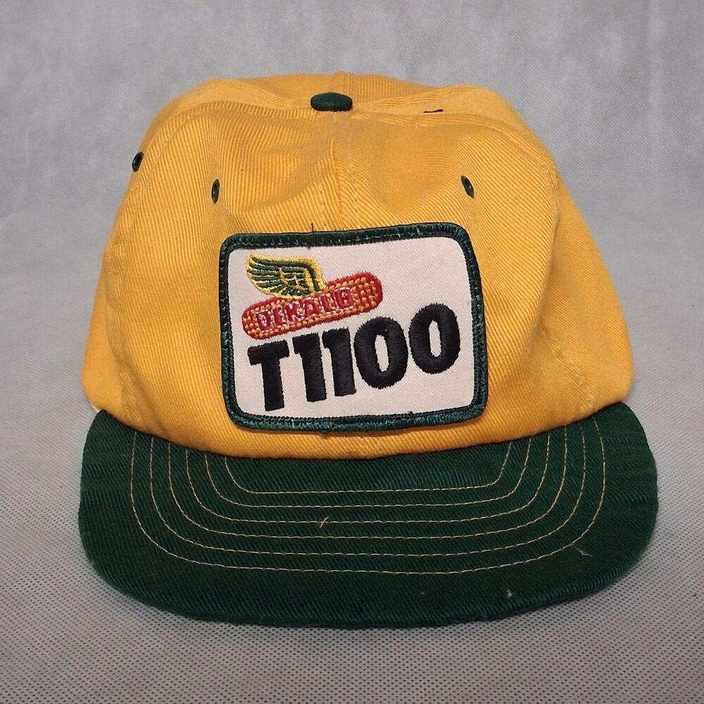 Vintage Swingster Snapback Hat Dekalb T1100 Yellow Adjustable - Soft Brim